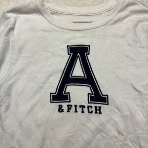 Abercrombie & Fitch Sweatshirt Womens M White Logo Pullover Crewneck 4061